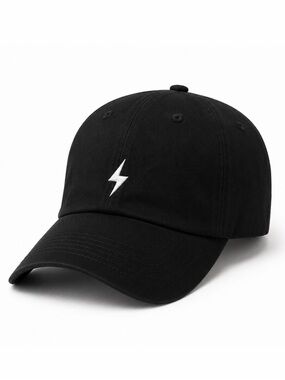⚡️ Black Lightning Bolt Dad Hat Minimal Embroidered Adjustable Velcro Cap Unisex